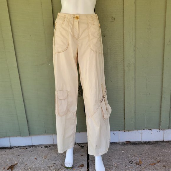 SCHUMACHER Cotton Golden Ivory Cargo Adjustable Pants Medium M - Picture 1 of 8